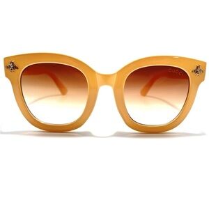 Gucci 0116 Orange Glossy Frame 60-18 141 Gradient Brown Lenses Sunglasses Italy